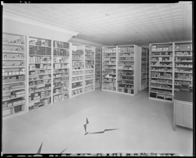 B & F Electric Company, 187 North Limestone; unidentified                             store address; interior; shelving with electrical goods