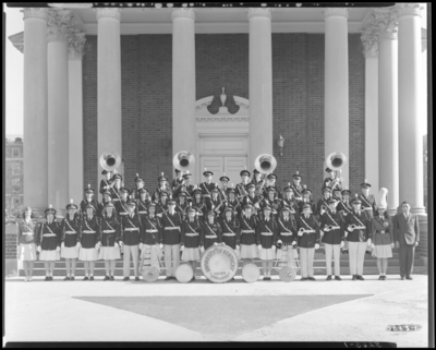 Marching Band, University of Kentucky; Memorial Hall; exterior;                             group photo