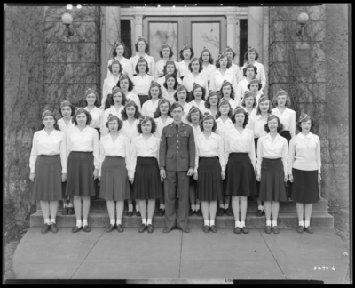 Cadets (women), University of Kentucky; Student Union Building;                             exterior; group portrait