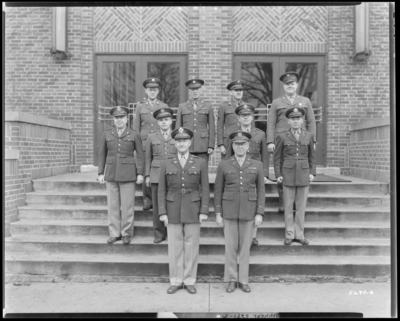 Officers, Military Department; University of Kentucky; Barker                             Hall; exterior; group portrait