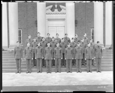 ROTC Sophomore, Military Department; University of Kentucky;                             Memorial Hall; exterior; group portrait