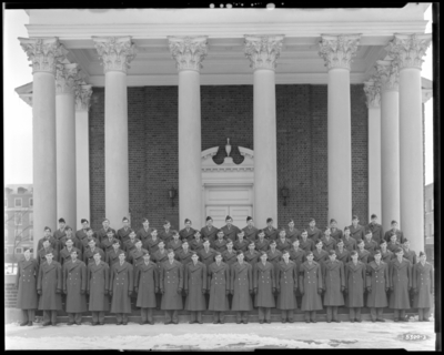 ROTC (Company A), Military Department; University of Kentucky;                             Memorial Hall; exterior; group portrait