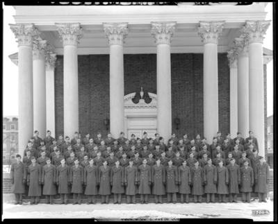 ROTC (Company C), Military Department; University of Kentucky;                             Memorial Hall; exterior; group portrait
