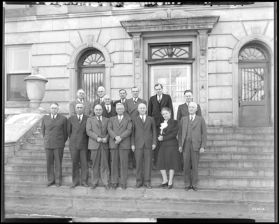 Good Samaritan Hospital, 310-330 South Limestone; exterior;                             Director’s meeting; members gathered on steps for group                             portrait