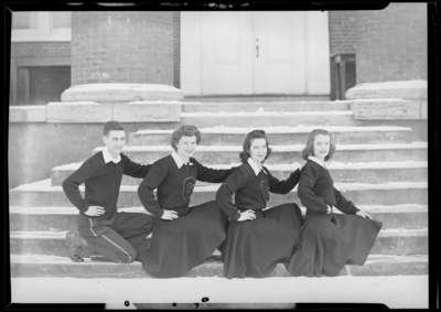 Cheerleaders, Georgetown College; exterior; group                             portrait
