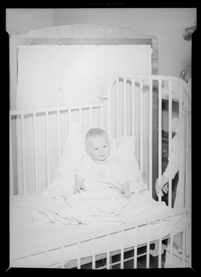 Good Samaritan Hospital, 310-330 South Limestone; baby in a                             hospital bed