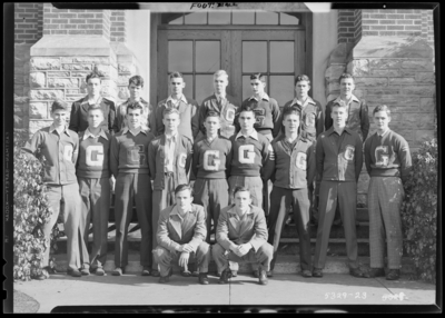 Football Team, Garth High School (Georgetown); exterior; group                             portrait