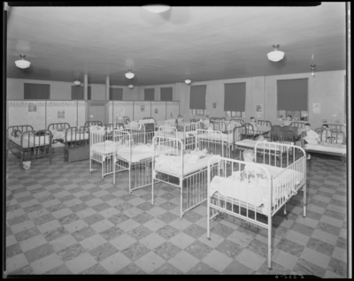 Nurse Aid; Good Samaritan Hospital, 310-330 South Limestone;                             interior; children's ward; children in beds