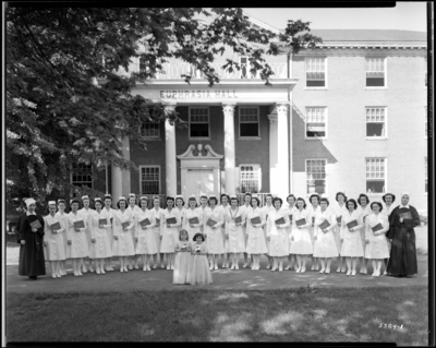 St. Joseph's Hospital, 544 West Second (2nd) Street; Cadet                             Nurses (graduation); exterior; group portrait