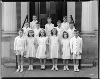 St. Catherine's Academy (Sisters of Charity of Nazareth),                             240 North Limestone; exterior; First Communion; group portrait of                             participants (young children)