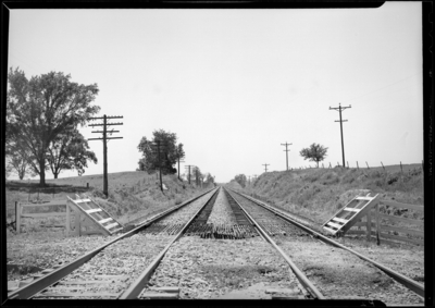 George Rogers farm (Georgetown Pike); railroad tracks; view                             looking down the tracks