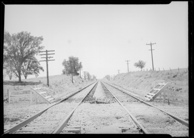 George Rogers farm (Georgetown Pike); railroad tracks; view                             looking down the tracks