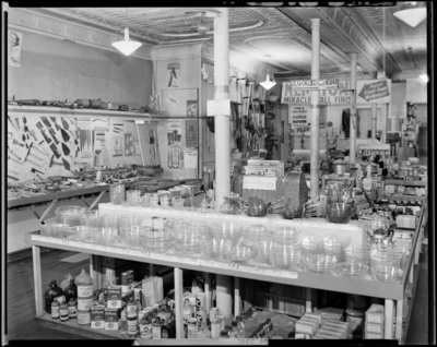 Haydon Hardware Company, 343 West Short; interior; display of                             glassware and other merchandise