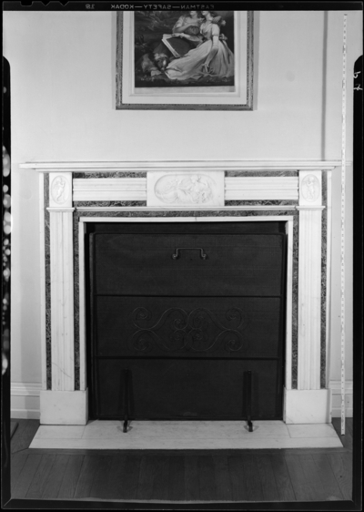 Widener Farm; interior; fireplace with screen