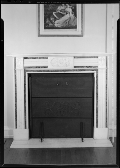 Widener Farm; interior; fireplace with screen