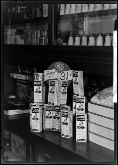 WLW; Michigan Department, Sloan’s Liniment in store                             display
