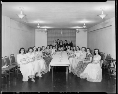 Chi Delta Phi; group of women in formal dresses