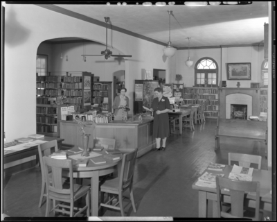Georgetown Library; librarian at circulation desk