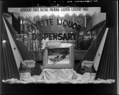 Fayette Liquor Dispensary, 109 South Limestone; Schenley window                             display; front exterior window