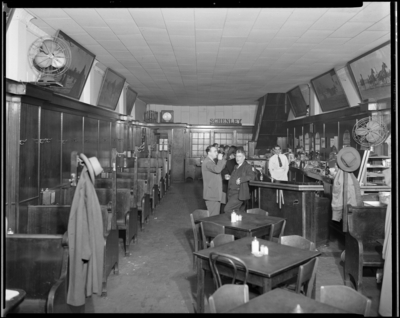 Keith’s Bar, 129 East Main; interior; men gathered at the bar;                             