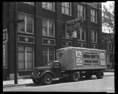 Bryant & Hunt Company; building; exterior; truck parked                             in front of building; photograph requested by International Harvester                             Company, 119-123 West Third (3rd)