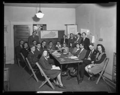 State Youth Council; Arlington Christian Church, 1208 North                             Limestone; interior; group gathered around a table