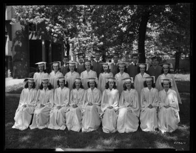 St. Catherine Academy (Sisters of Charity of Nazareth), 240 North                             Limestone; exterior; graduates; group portrait