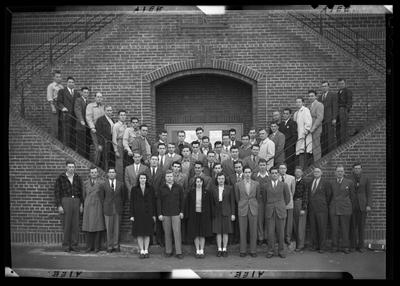 AIEE (American Institute of Electrical Engineers); University of                             Kentucky; Engineering Building; exterior; group portrait