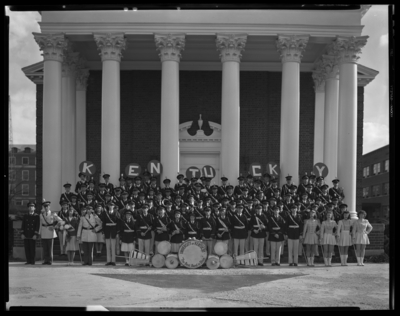 Marching Band; University of Kentucky; Memorial Hall; exterior;                             group portrait