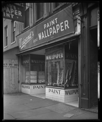 Weigand’s Wallpaper Store, 333 West Main; exterior; storefront                             and window displays