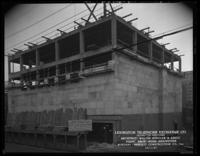 Lexington Telephone Exchange Company, 149-151 North Broadway;                             architectural photographs of building under construction; Walter,                             Scholar & Associates (architects); Hugh Meriwether (architect);                             Hargett Construction Company
