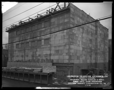 Lexington Telephone Exchange Company, 149-151 North Broadway;                             architectural photographs of building under construction; Walter,                             Scholar & Associates (architects); Hugh Meriwether (architect);                             Hargett Construction Company