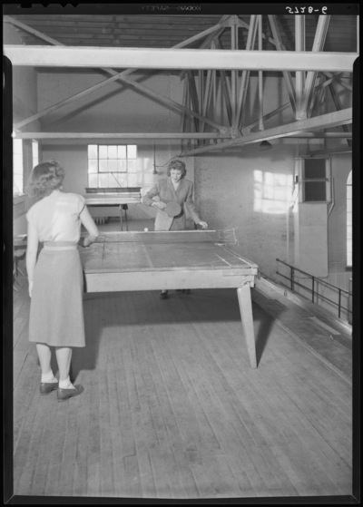 Georgetown College; interior; women playing Ping-Pong