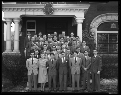 Kappa Alpha Fraternity; group on front steps of house