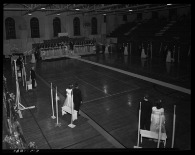 May Day Festival; Georgetown College; gymnasium (gym); interior;                             queen and court