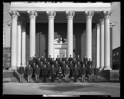 Pershing Rifles; University of Kentucky; Memorial Hall; exterior;                             group portrait
