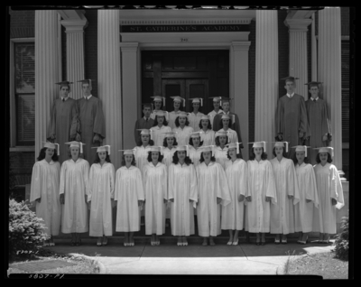 St. Catherine's Academy (Sisters of Charity of Nazareth),                             240 North Limestone; exterior; graduation; group portrait