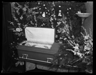 Mrs. Mary Paul Frances Angle; corpse; open casket surrounded by                             flowers