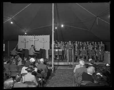 Baptist Bible Review; tent revival with J. Jack Paskell,                             evangelist; interior; services in progress