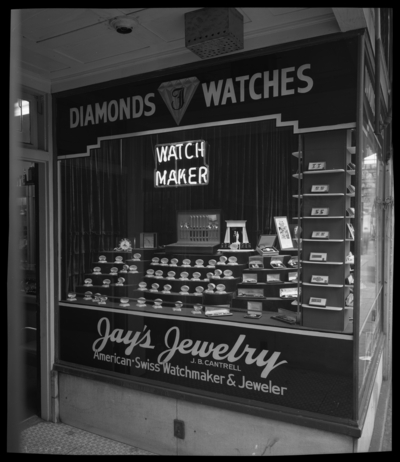 Jay's Jewelry store, 116 South Limestone; exterior front                             window display