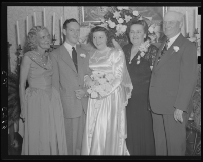Mr. & Mrs. Tom Skillman; wedding; wedding party; group                             portrait