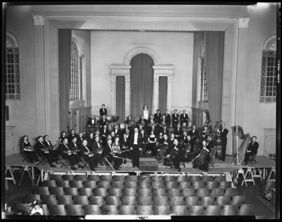 Symphony Orchestra; University of Kentucky; Memorial Hall;                             interior; group portrait