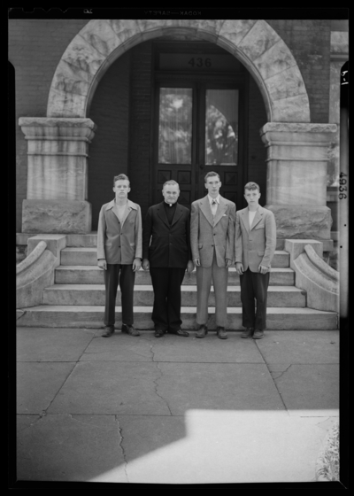 Latin High; 436 West 2nd (second)?; exterior; group portrait;                             photographs requested by Father Haney