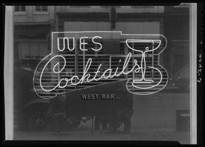 West Bar (Wes Bar), 140 West Short; exterior; window display sign                             reads 