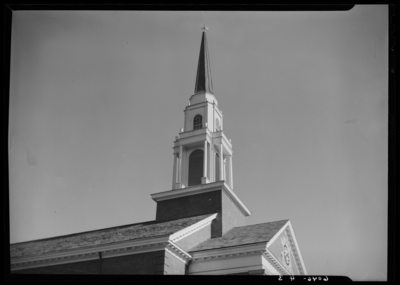 Belle of the Blue; Georgetown College; exterior of unidentified                             building; close-up view of the building's steeple