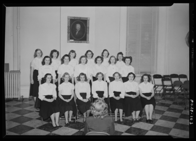 Belle of the Blue; Georgetown College; interior; group of women;                             group portrait