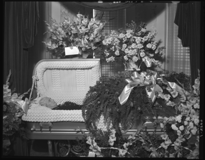 Ida Mae Ayers; corpse; open casket surrounded by                             flowers