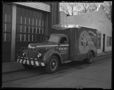 Webb Brothers (beer distributors), 260 East Vine; exterior;                             delivery truck advertising 