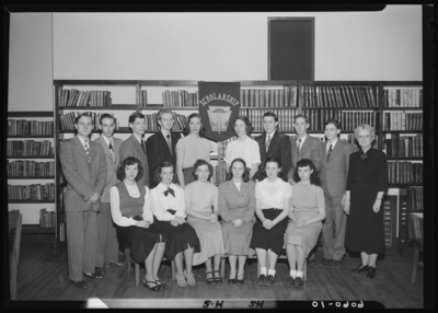 Garth High School (Georgetown, Kentucky); National Honor Society;                             library; interior; group portrait