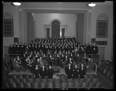 Orchestra & Mixed Chorus; University of Kentucky;                             Memorial Hall; interior; Mozart Requiem performance; group                             portrait
